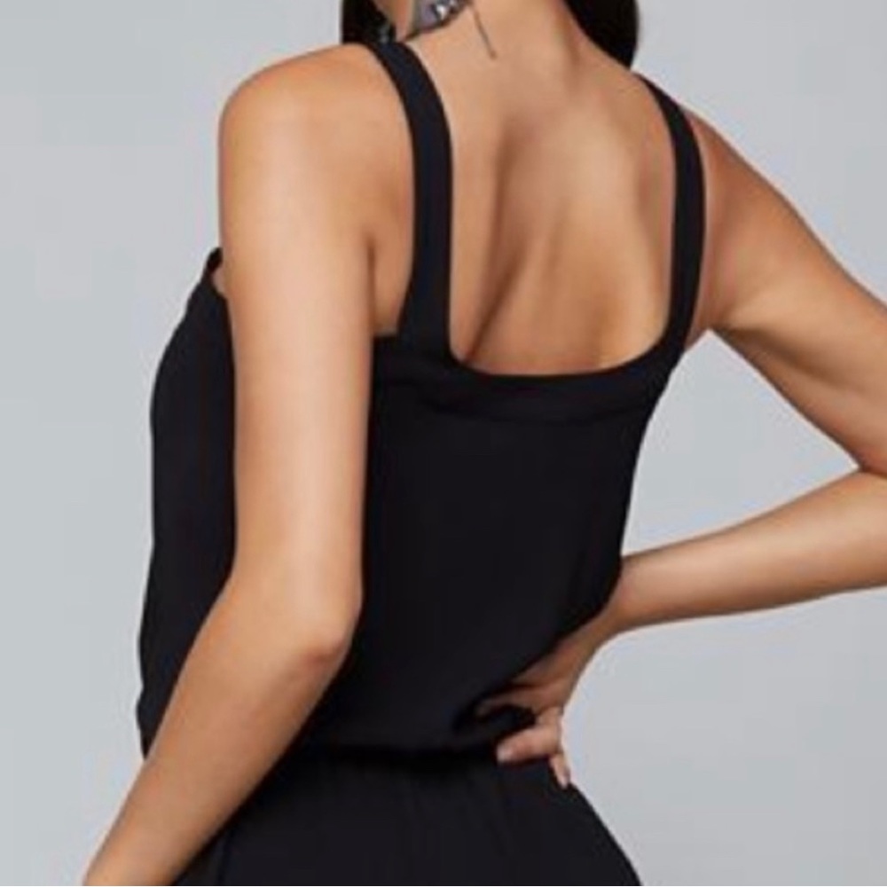 BEBE Crepe Slouchy Overalls Jumpsuit - Jet Black - Picture 4 of 9